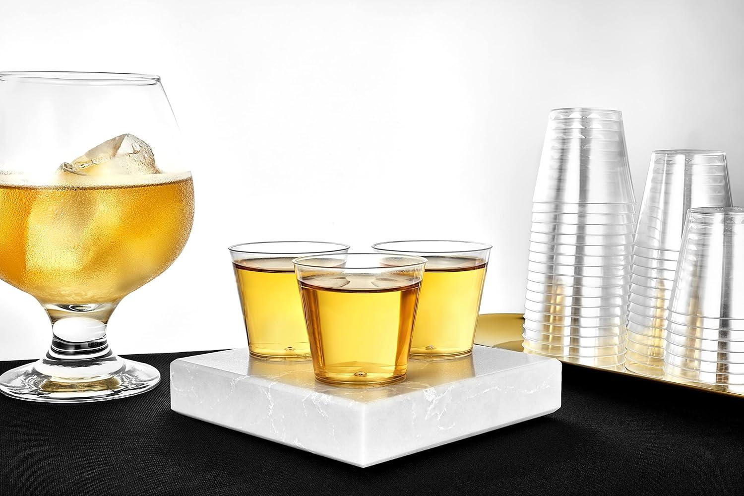 imageHanna K Signature Hard Plastic Tumblers 9 oz Party CupsOld Fashioned Glass 600 Count Drinking Glasses Crystal Clear2 oz 100 count