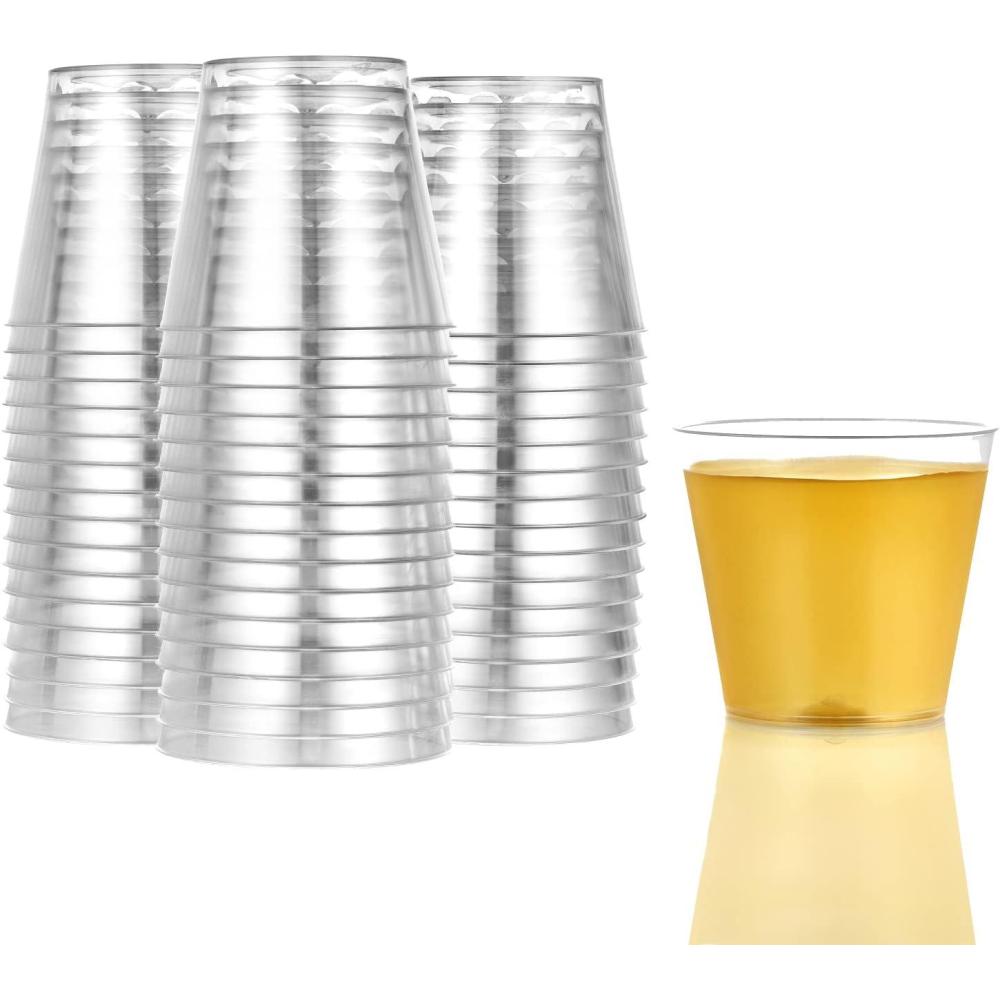 imageHanna K Signature Hard Plastic Tumblers 9 oz Party CupsOld Fashioned Glass 600 Count Drinking Glasses Crystal Clear2 oz 100 count